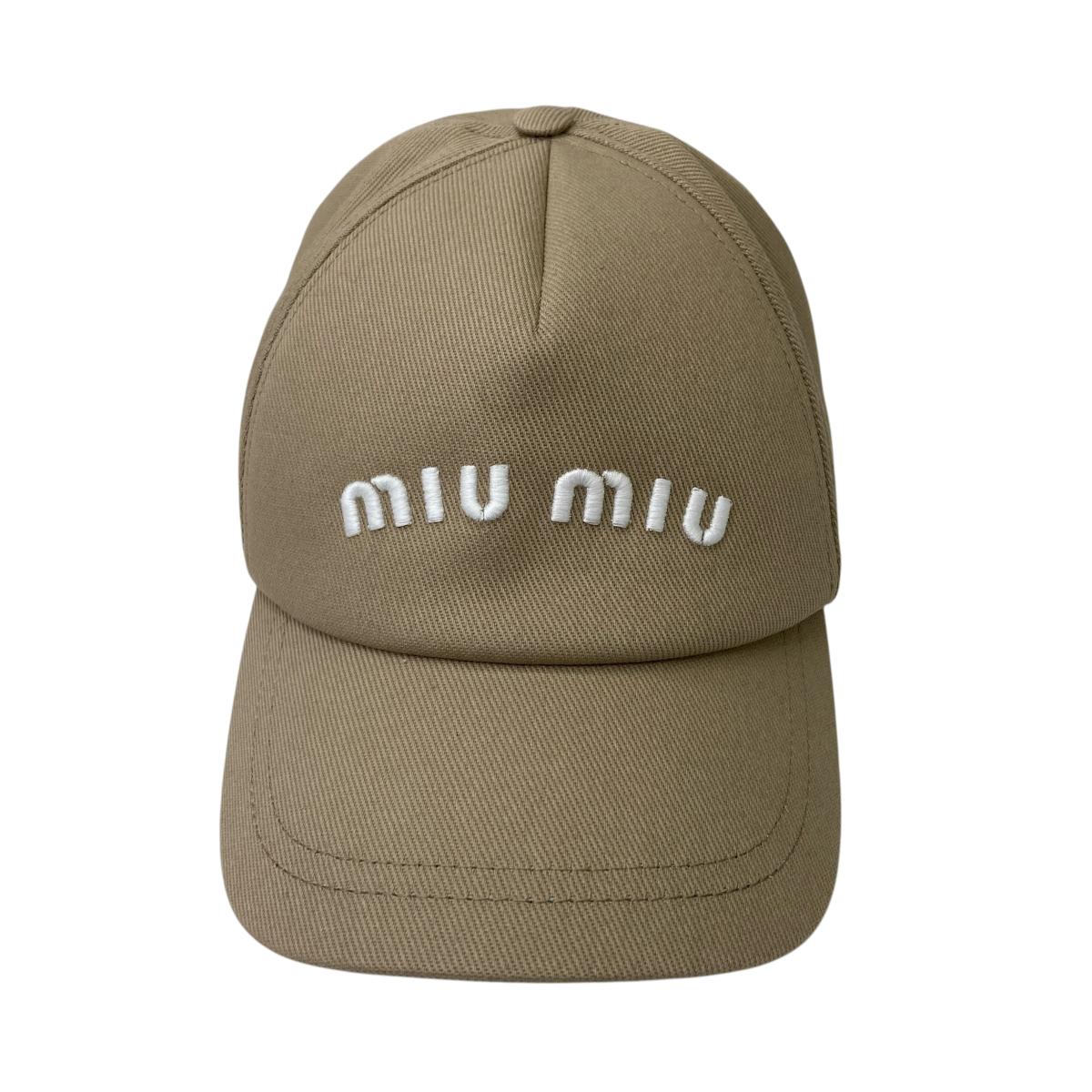 楽天市場】MIUMIU ミュウミュウ ドリル ベースボールキャップ ロゴ刺繍