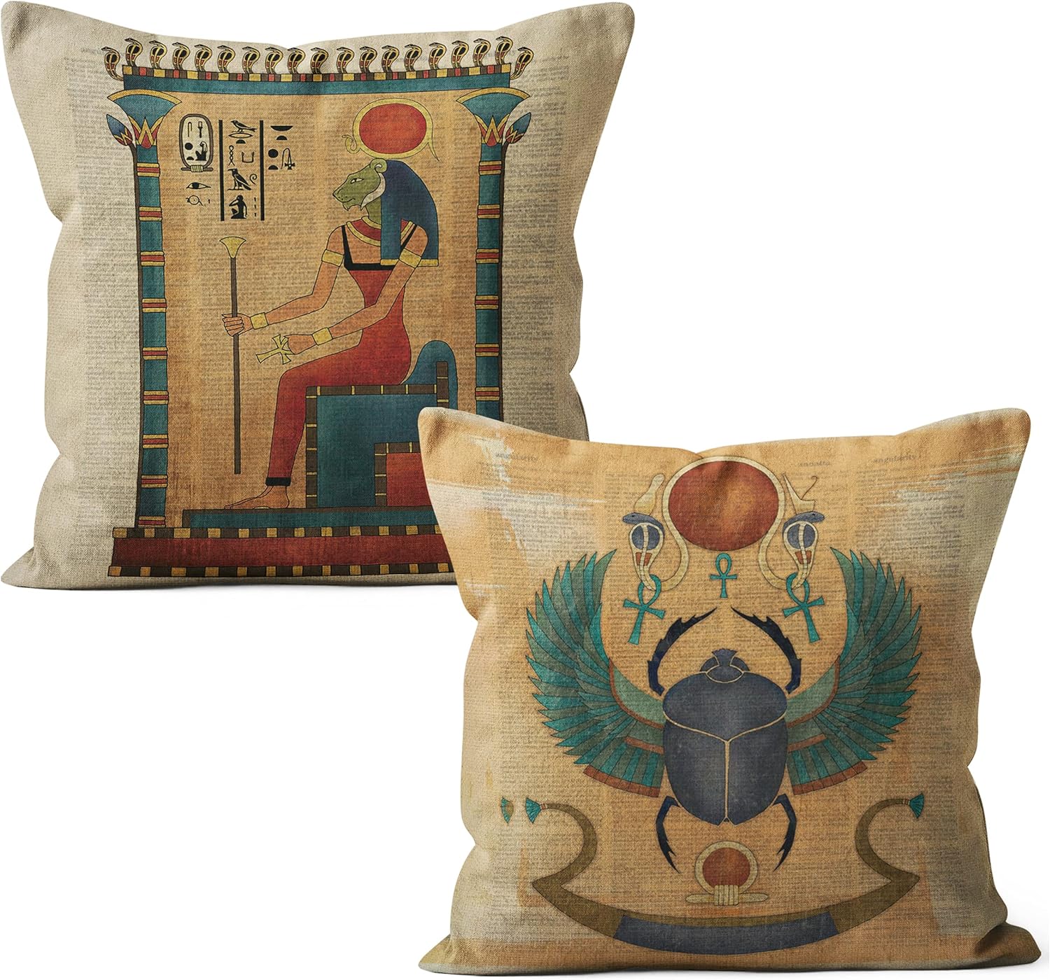 楽天市場】古代エジプト柄装飾枕カバーセット 2 ピース45.7cmx 45.7cm