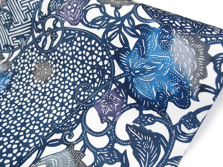 楽天市場】江戸紅型 名古屋帯 紅型染 染帯 最高級 駒塩瀬 五泉 白地 藍