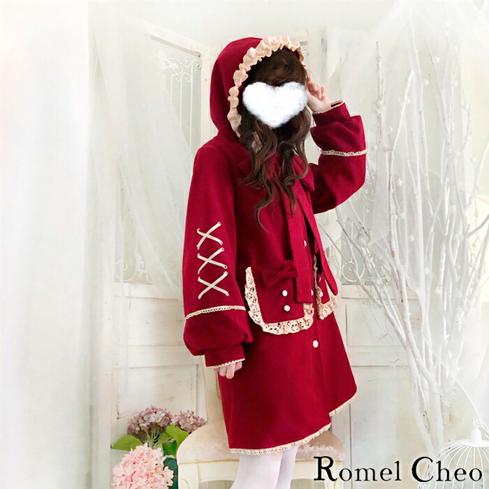楽天市場】RomelCheo 裏シャギー ロリータ レッド コート パーカー