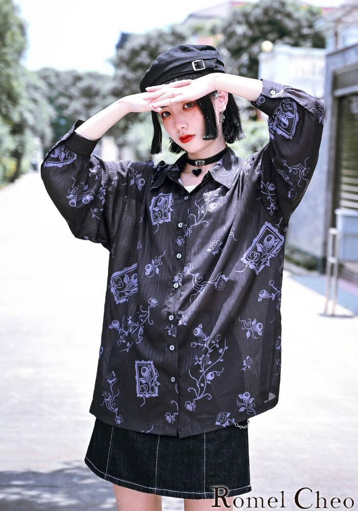 楽天市場】RomelCheo 目玉病みシャツ 総柄シャツ グラフィックシャツ