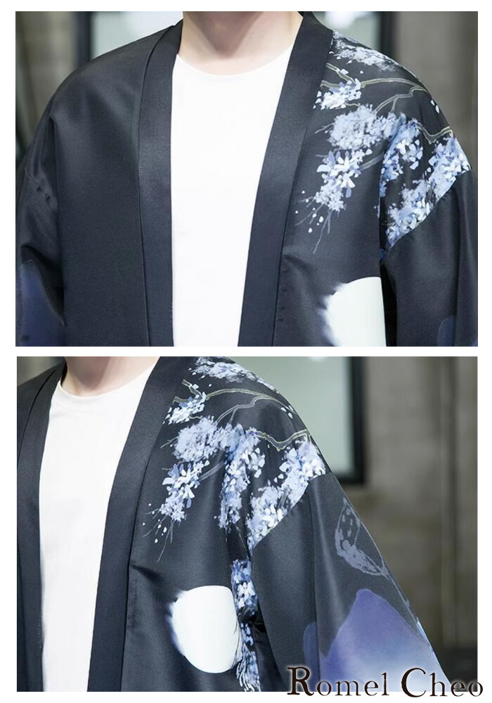 楽天市場】RomelCheo 月夜和柄七分袖羽織カーディガン 和柄