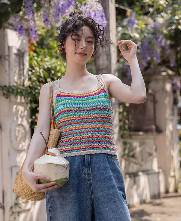 楽天市場】クロシェ編み キャミソール ビスチェ ニット サマーニット