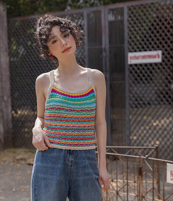 楽天市場】クロシェ編み キャミソール ビスチェ ニット サマーニット