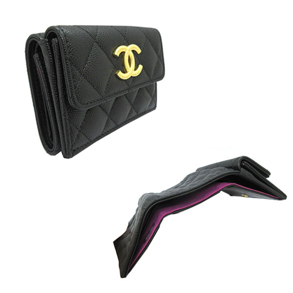 楽天市場】≪Brand new≫ CHANEL Flap Small Wallet Black Gold Big CC