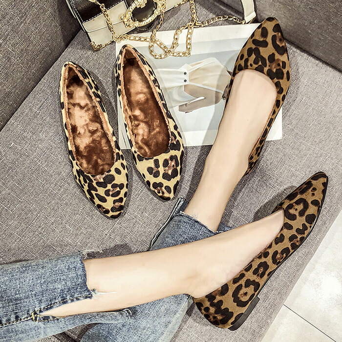楽天市場】在庫処分 レオパード フラットシューズ パンプス ポイン