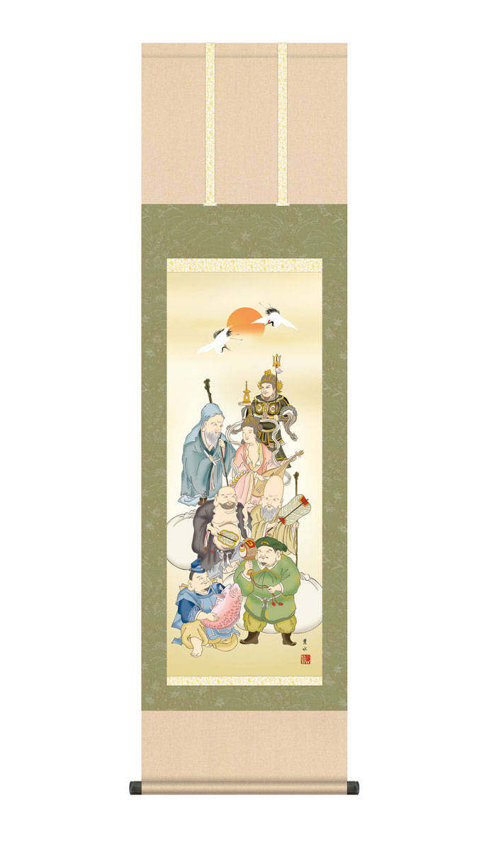 楽天市場】掛け軸 掛軸 慶事飾り 慶祝画 七福神 しちふくじん 幅44.5