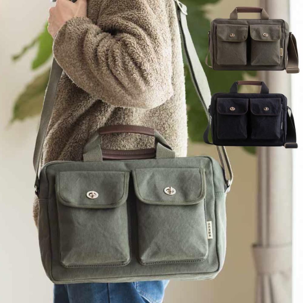 楽天市場】日乃本帆布 帆布製 2ポケット ショルダーバッグ | 撥水