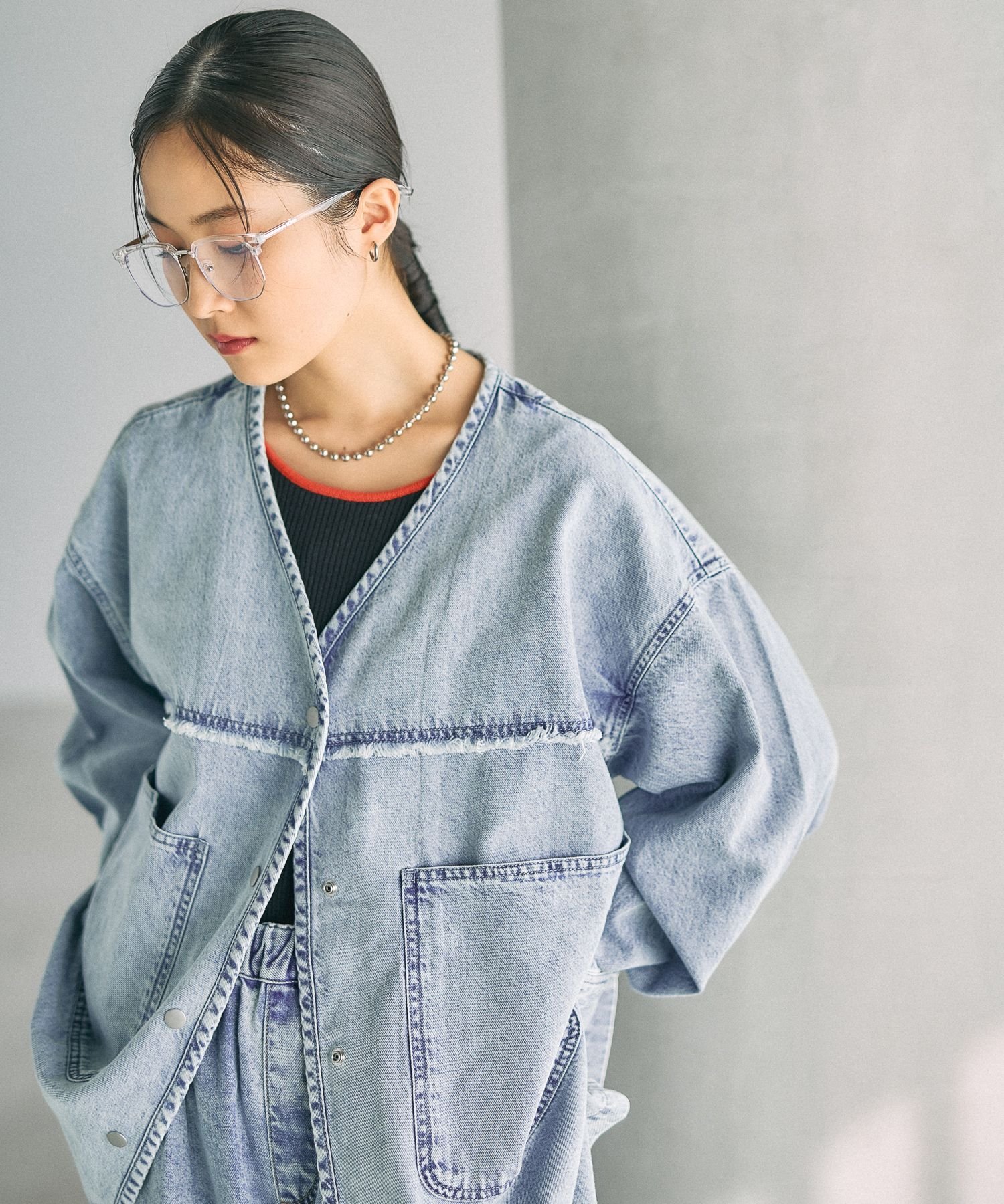 LEPSIM｜ノーカラーデニムシャツ | Rakuten Fashion(楽天ファッション