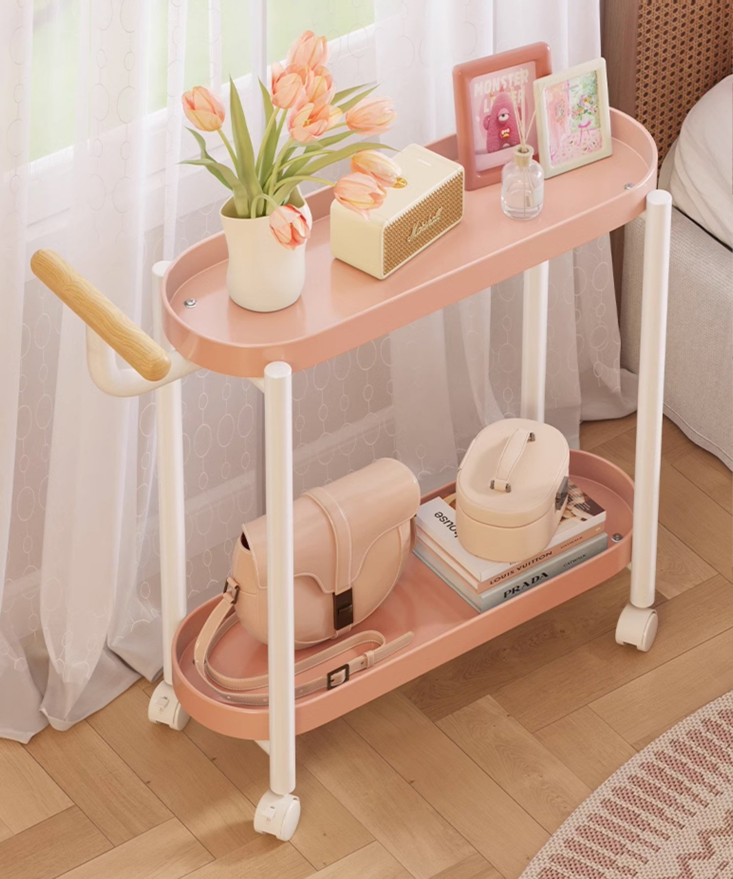 aimoha｜aimoha home/北欧風シンプル2段ワゴンカート(キャスター付き