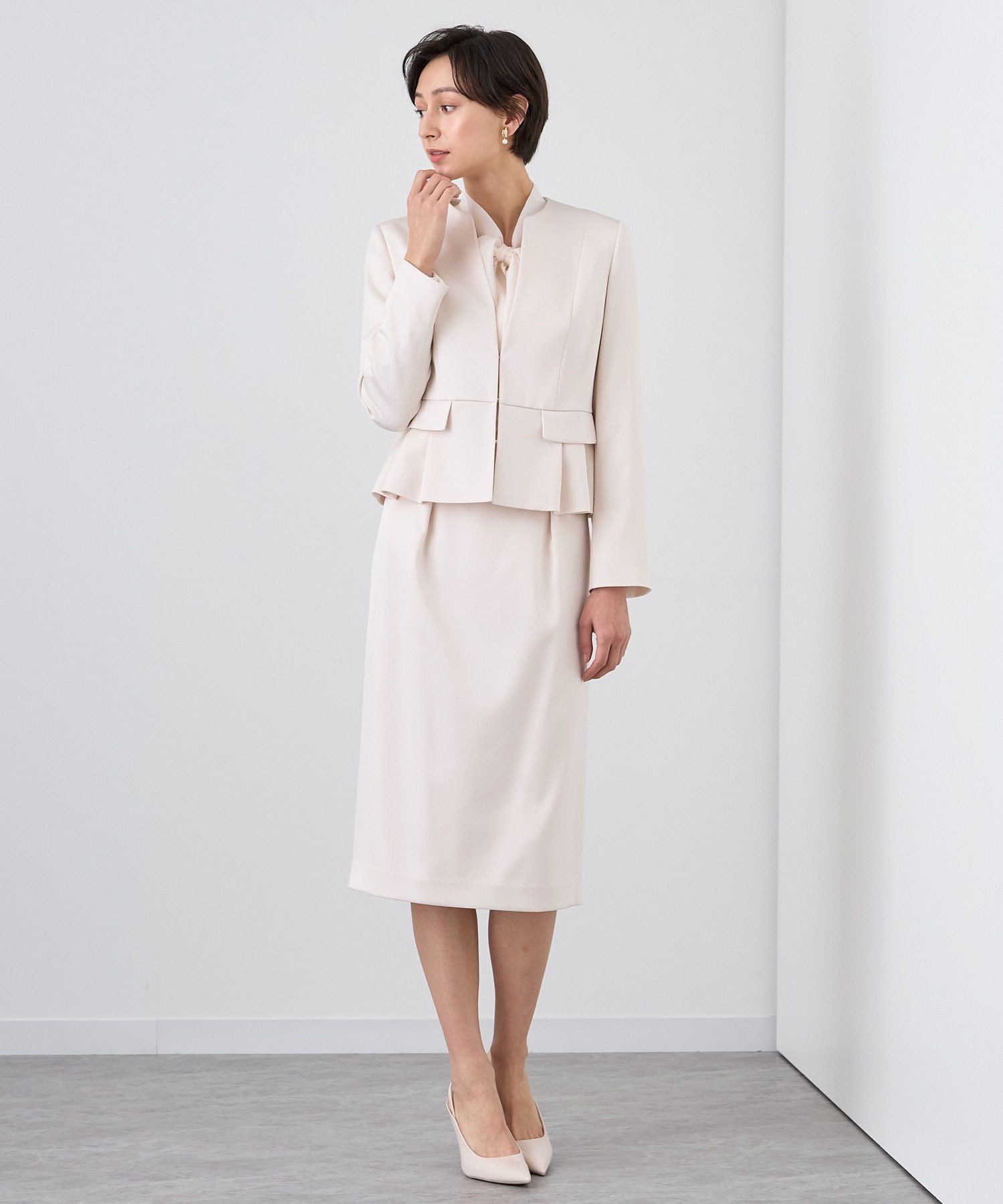 ANAYI｜【Eternal Line 2024】トリアセサテンペプラム ジャケット