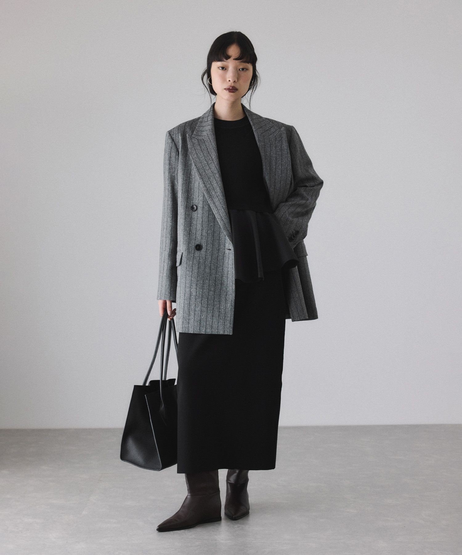 ADAM ET ROPE'｜【サステナブル】ペプラムコンビニットワンピース