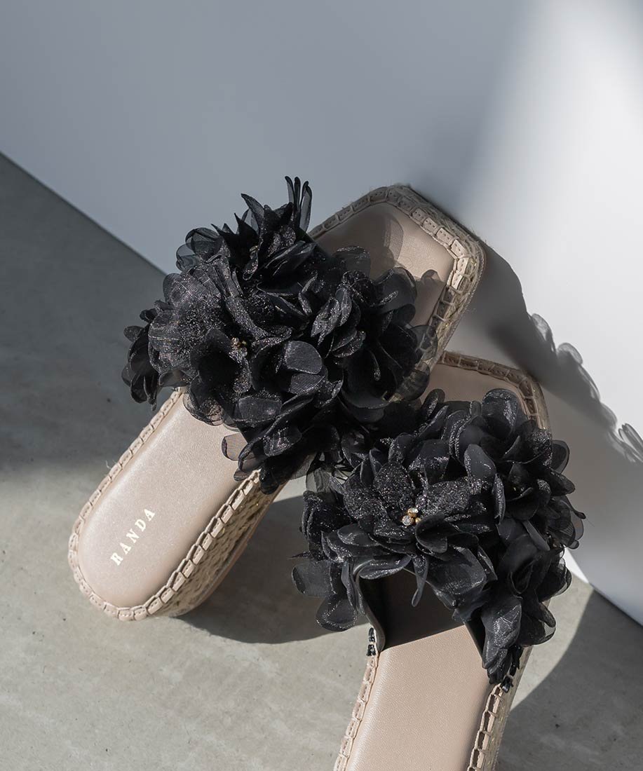 RANDA｜ボリュームフラワーミュールサンダル | Rakuten Fashion(楽天
