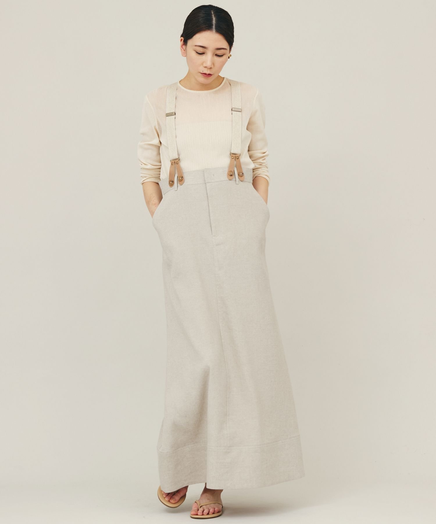 Curensology｜リネンサスペンダースカート | Rakuten Fashion(楽天