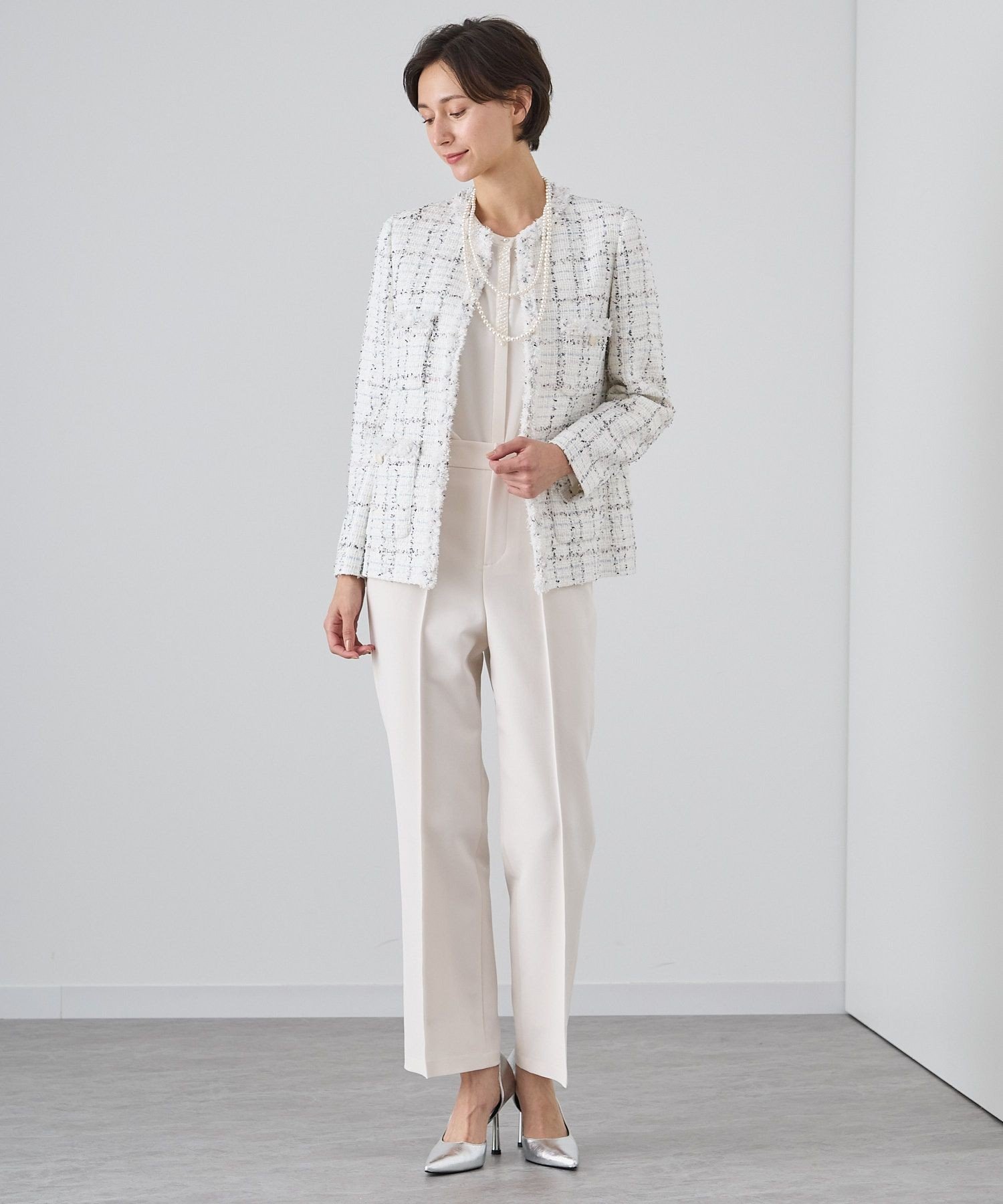 ANAYI｜【Eternal Line 2024】ミックスツイードロングノーカラー