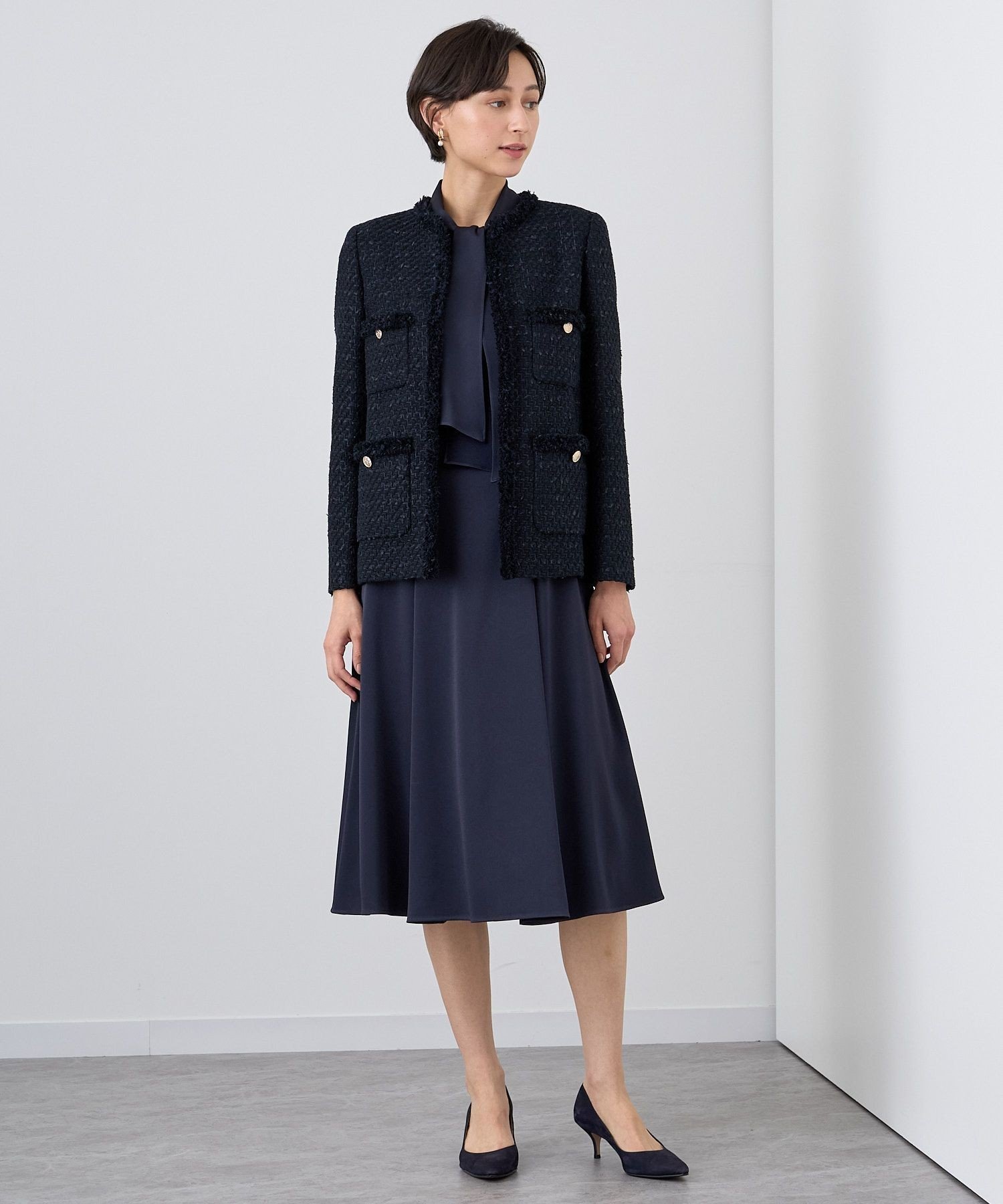 ANAYI｜【Eternal Line 2024】ミックスツイードロングノーカラー