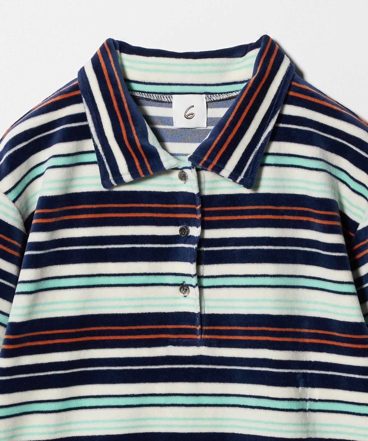 ＜6(ROKU)＞ベロア ボーダー ポロシャツ 完売 BEAUTY&YOUTH UNITED ARROWS｜<6(ROKU)>ベロア ボーダー ポロシャツ
