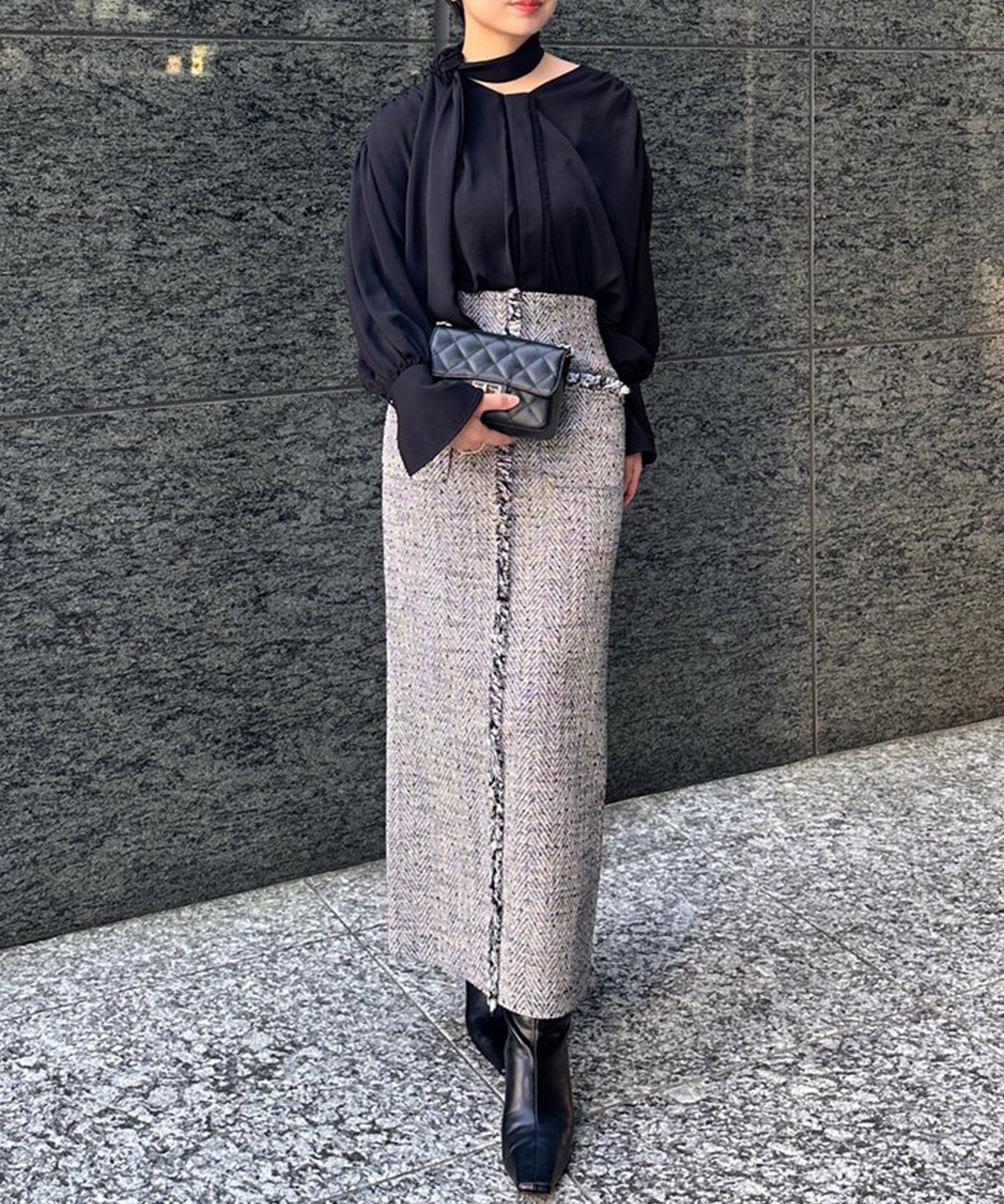 anuans｜フロントポケットツイードスカート | Rakuten Fashion(楽天