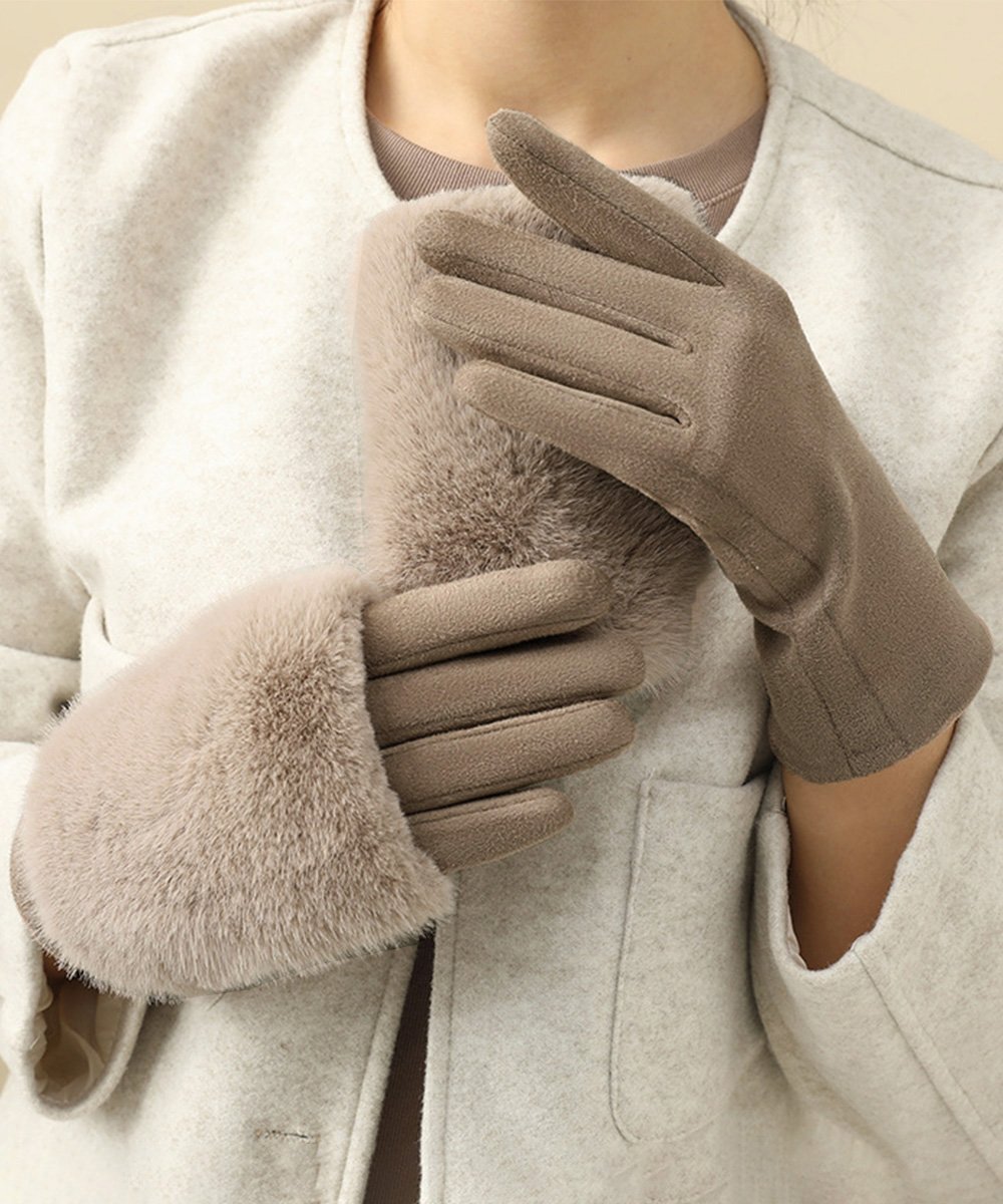 miniministore｜タッチパネル対応ファー付き手袋スエード調 | Rakuten