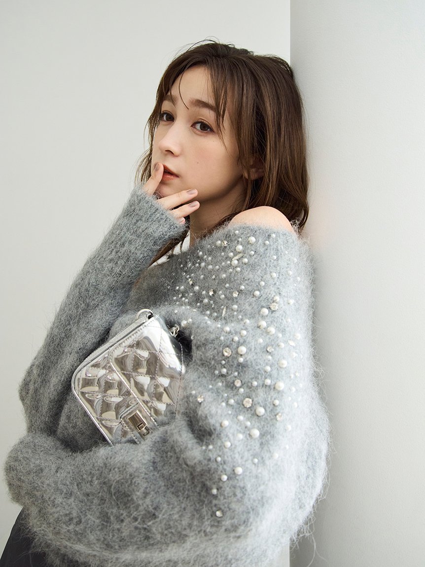 FRAY I.D｜アルパカシャギービジューオフショルニット | Rakuten