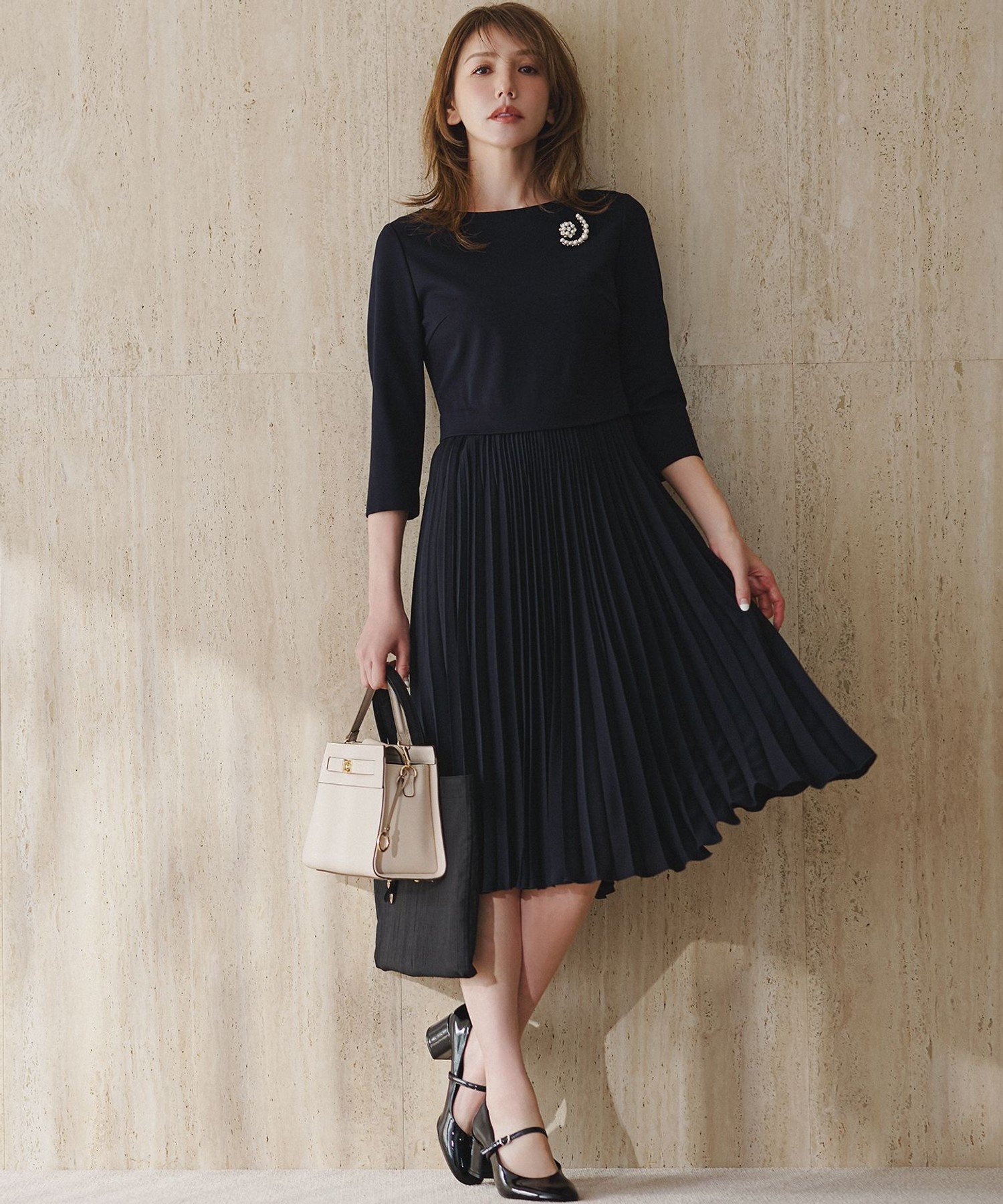 組曲｜【KUMIKYOKU NAVY】ジャージーコンビプリーツ ワンピース