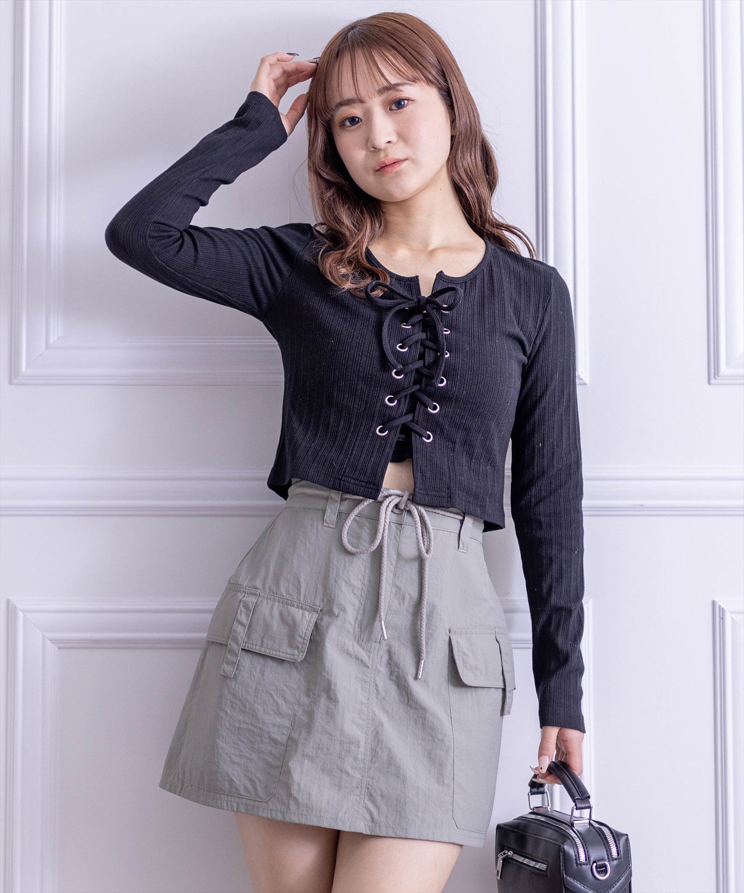 clear｜フロントレースアップリブカットソー | Rakuten Fashion(楽天