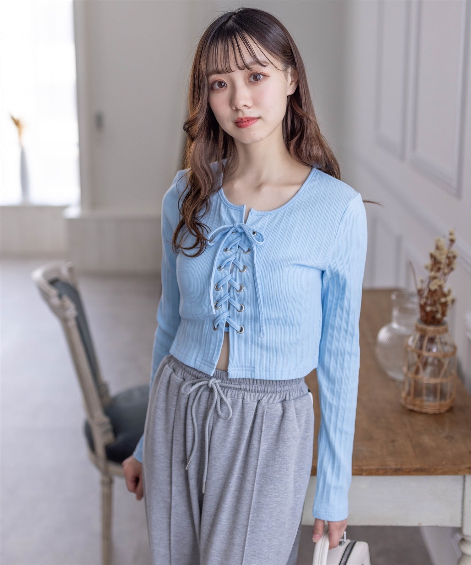 clear｜フロントレースアップリブカットソー | Rakuten Fashion(楽天