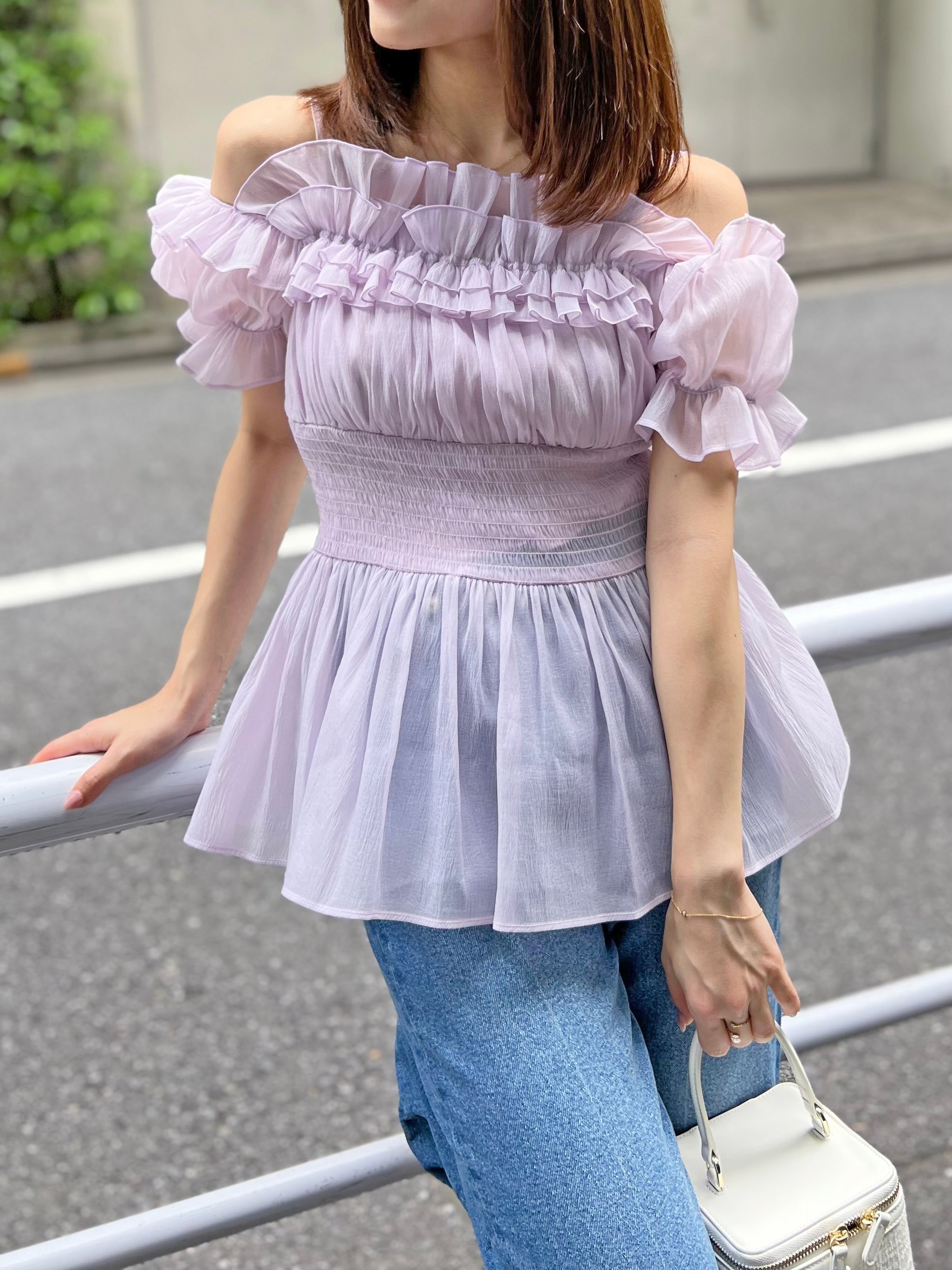 SNIDEL｜オフショルフリルブラウス | Rakuten Fashion(楽天