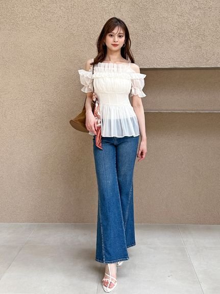 SNIDEL｜オフショルフリルブラウス | Rakuten Fashion(楽天