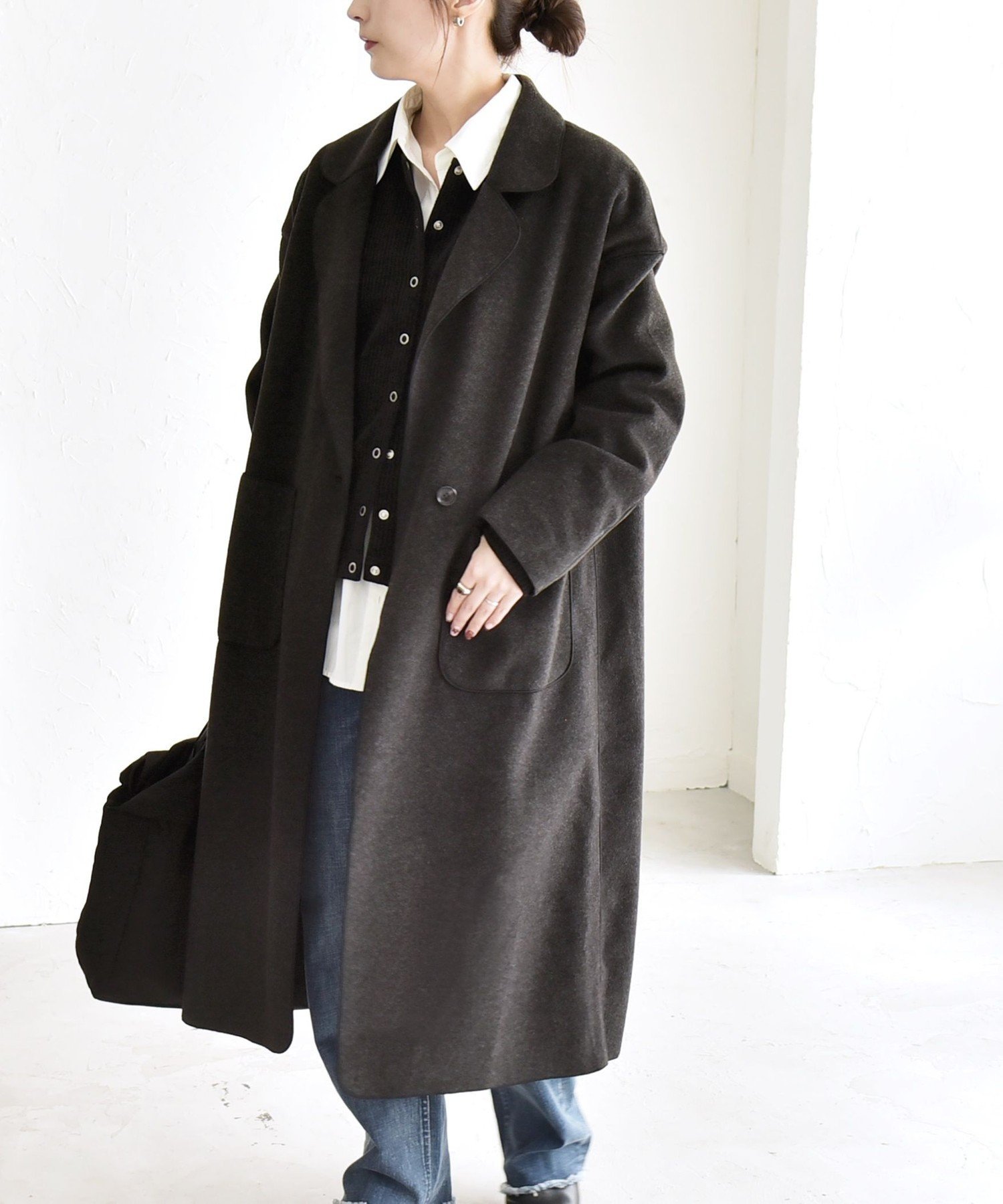 SHIPS｜quaranciel: ダブル パイル ニット ロング チェスター コート