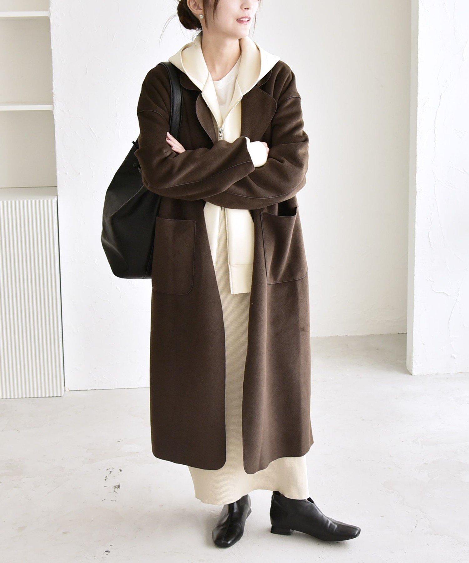 SHIPS｜quaranciel: ダブル パイル ニット ロング チェスター コート