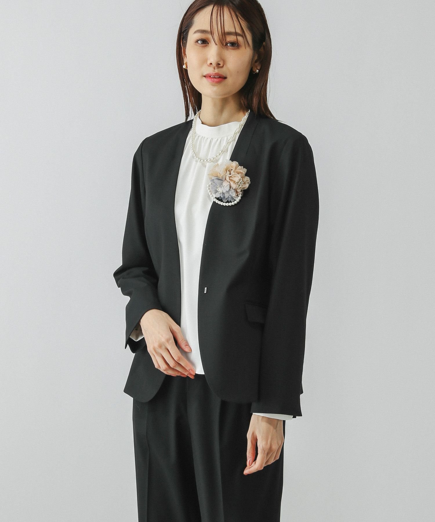 GLOBAL WORK｜ウツクシルエットノーカラージャケット/133613 | Rakuten