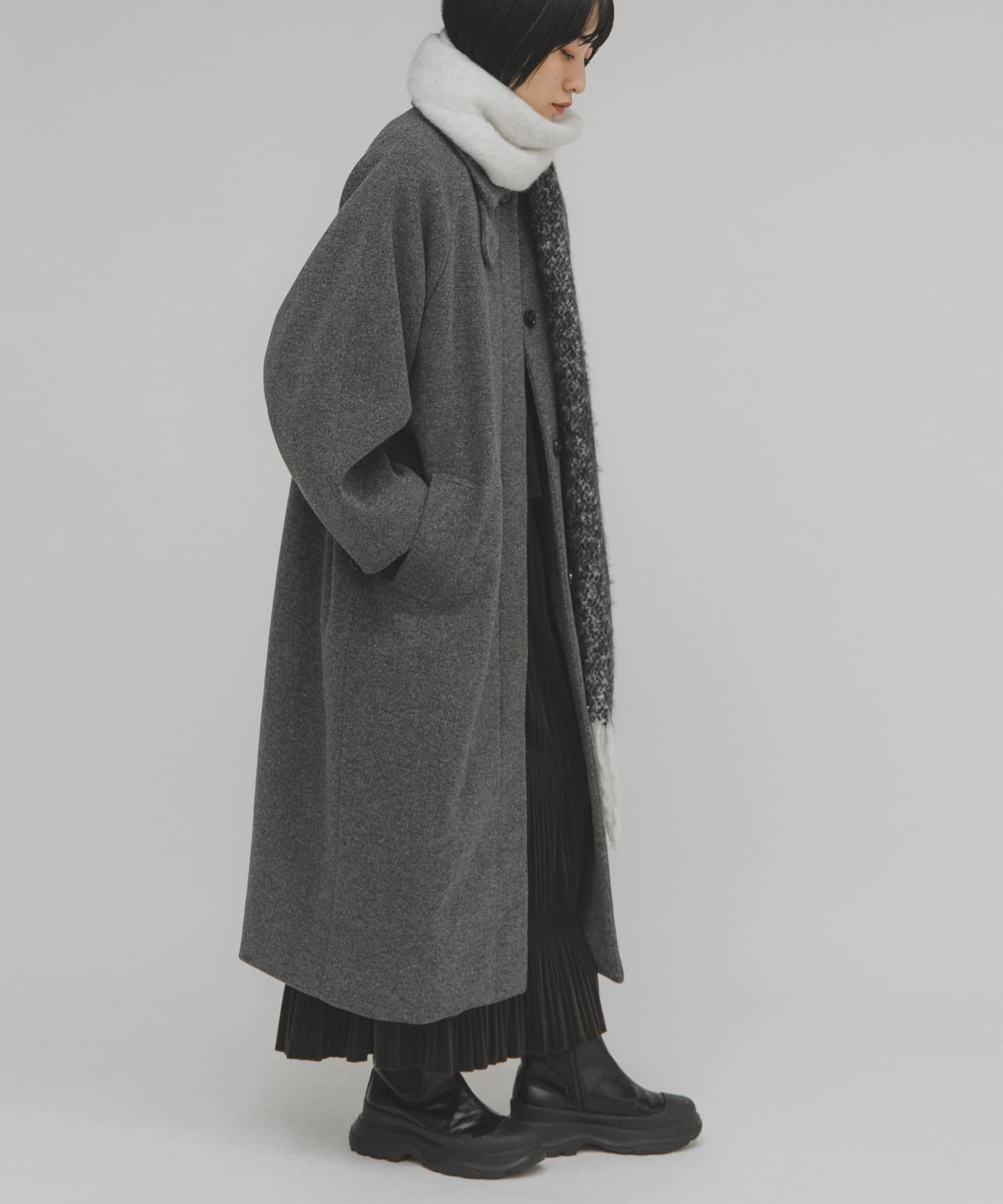 KBF｜ステンカラーコクーンロングコート | Rakuten Fashion(楽天