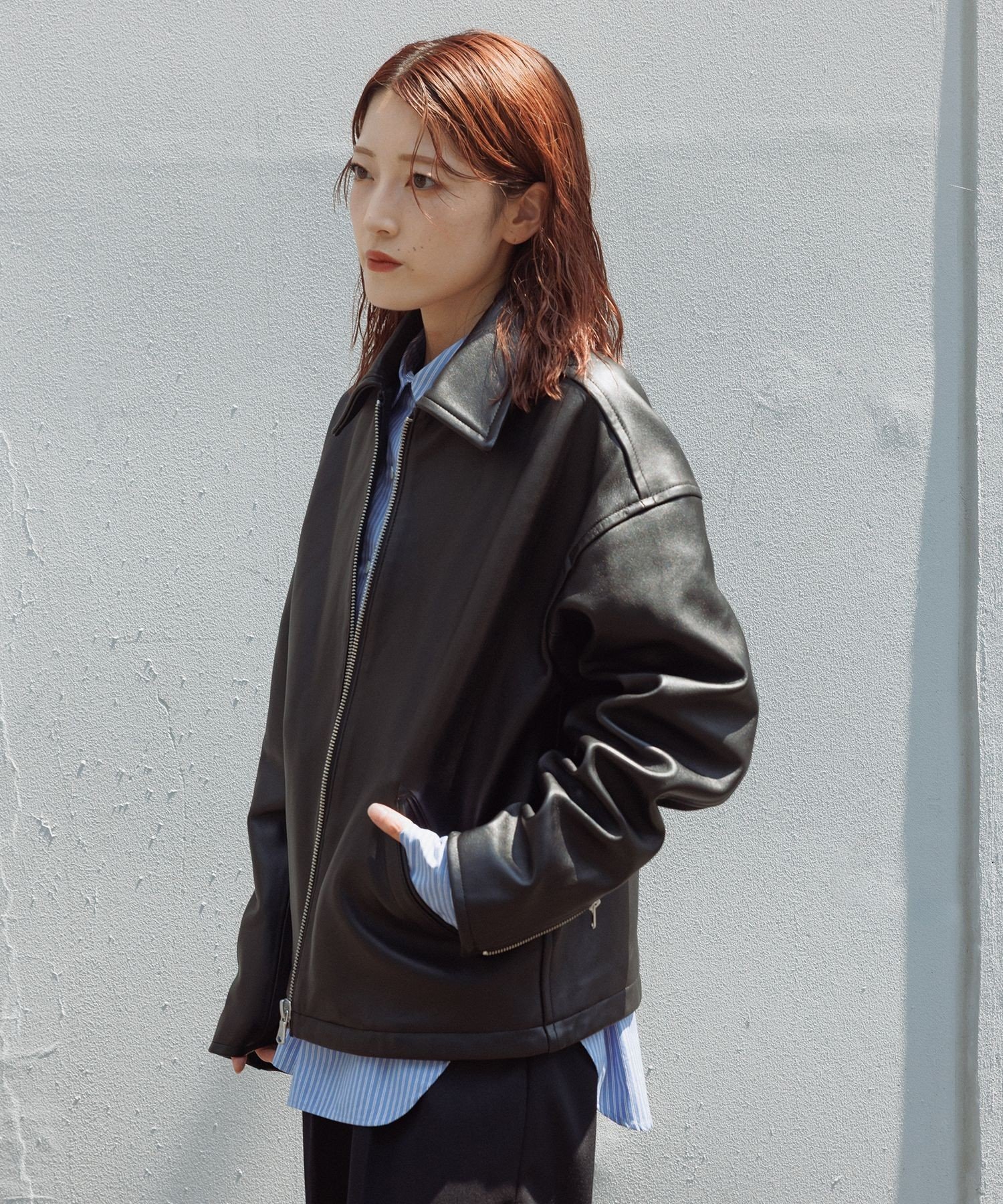 ADAM ET ROPE'｜ラムレザー ジップアップ ブルゾン | Rakuten Fashion