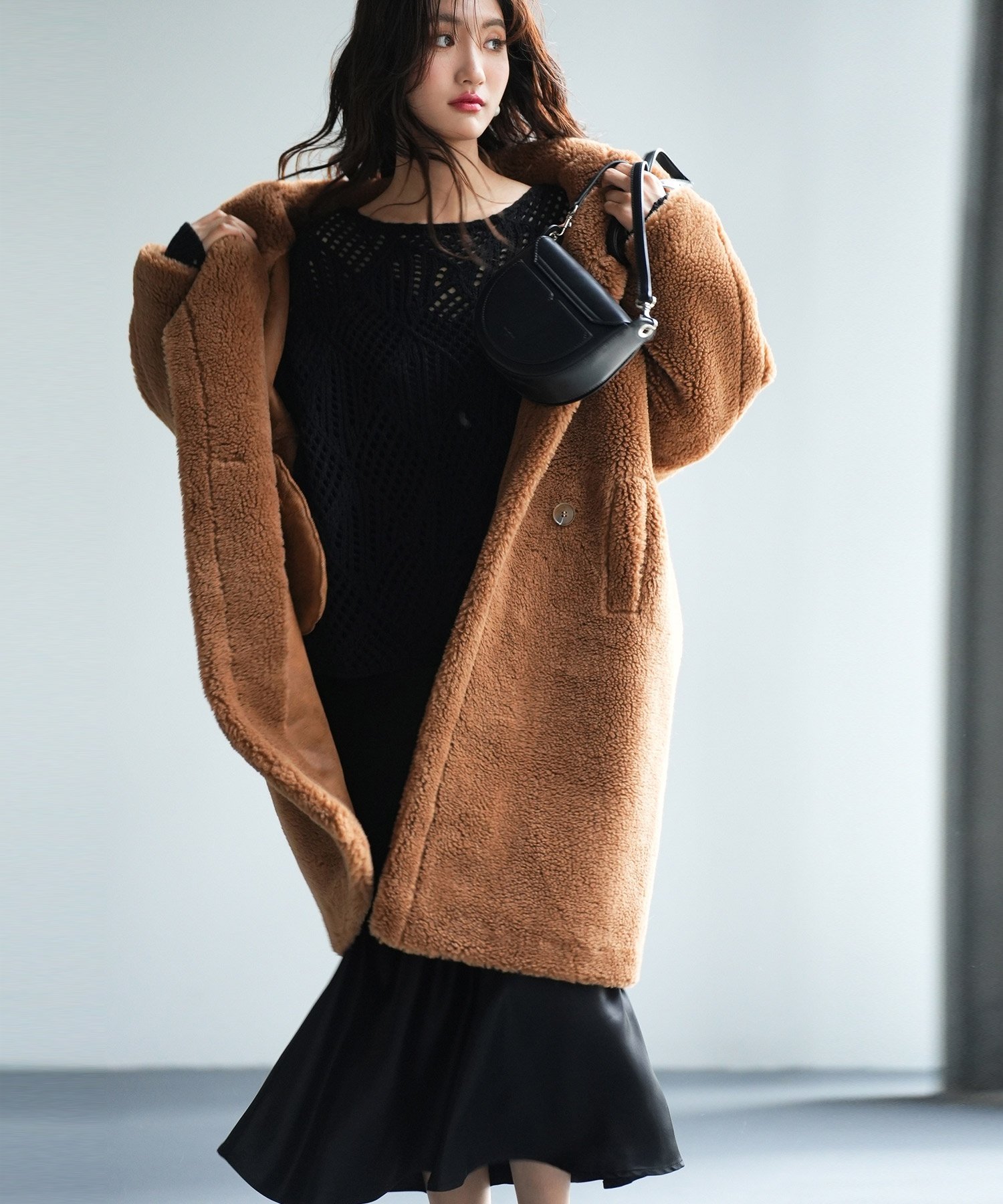 SAISON DE PAPILLON｜モコモコきれいめロングボアコート | Rakuten