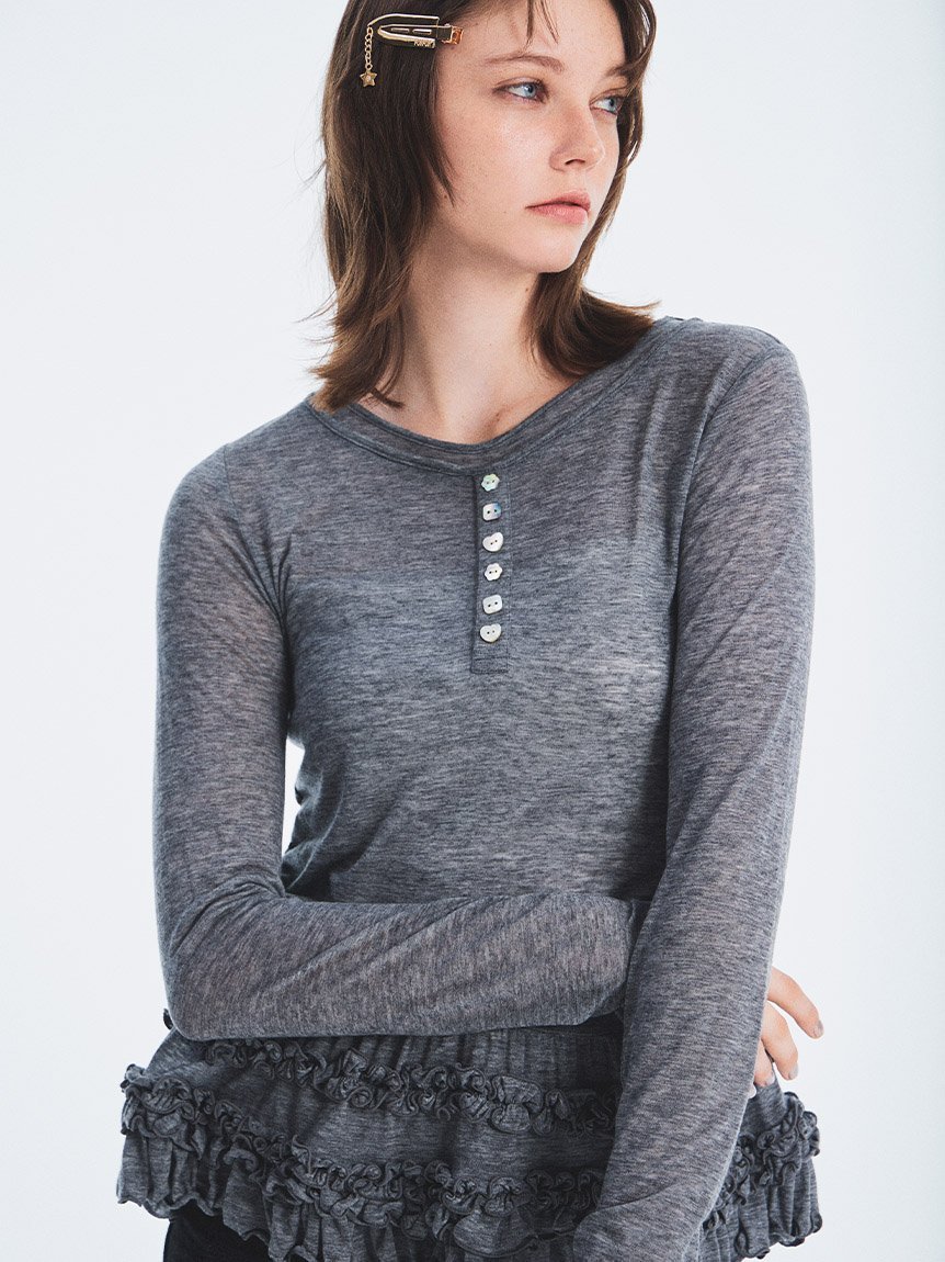 FURFUR｜裾フリルジャージートップス | Rakuten Fashion(楽天