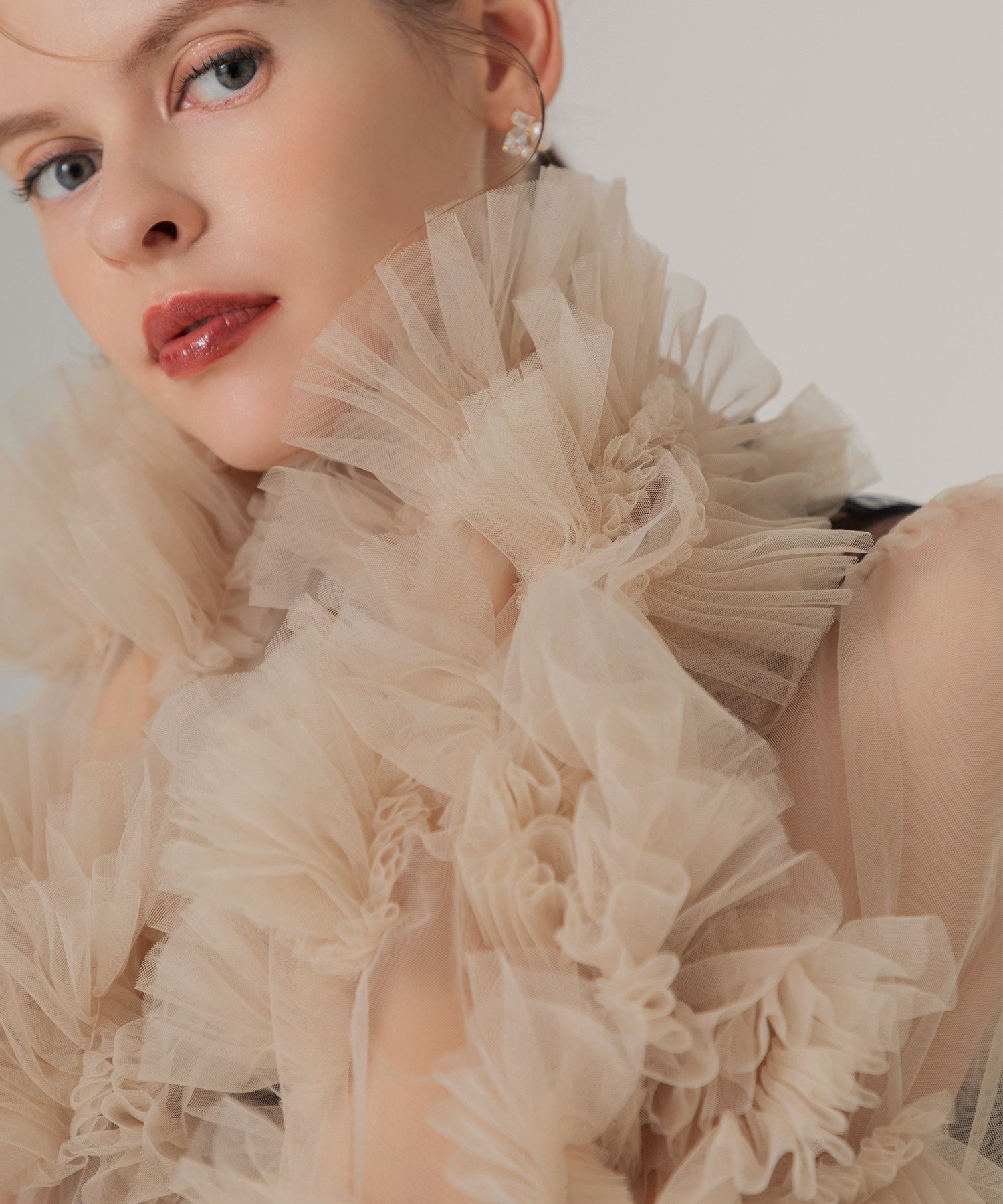 Leja｜LEJA-ボリュームチュールスリーブオールインワンパンツドレス