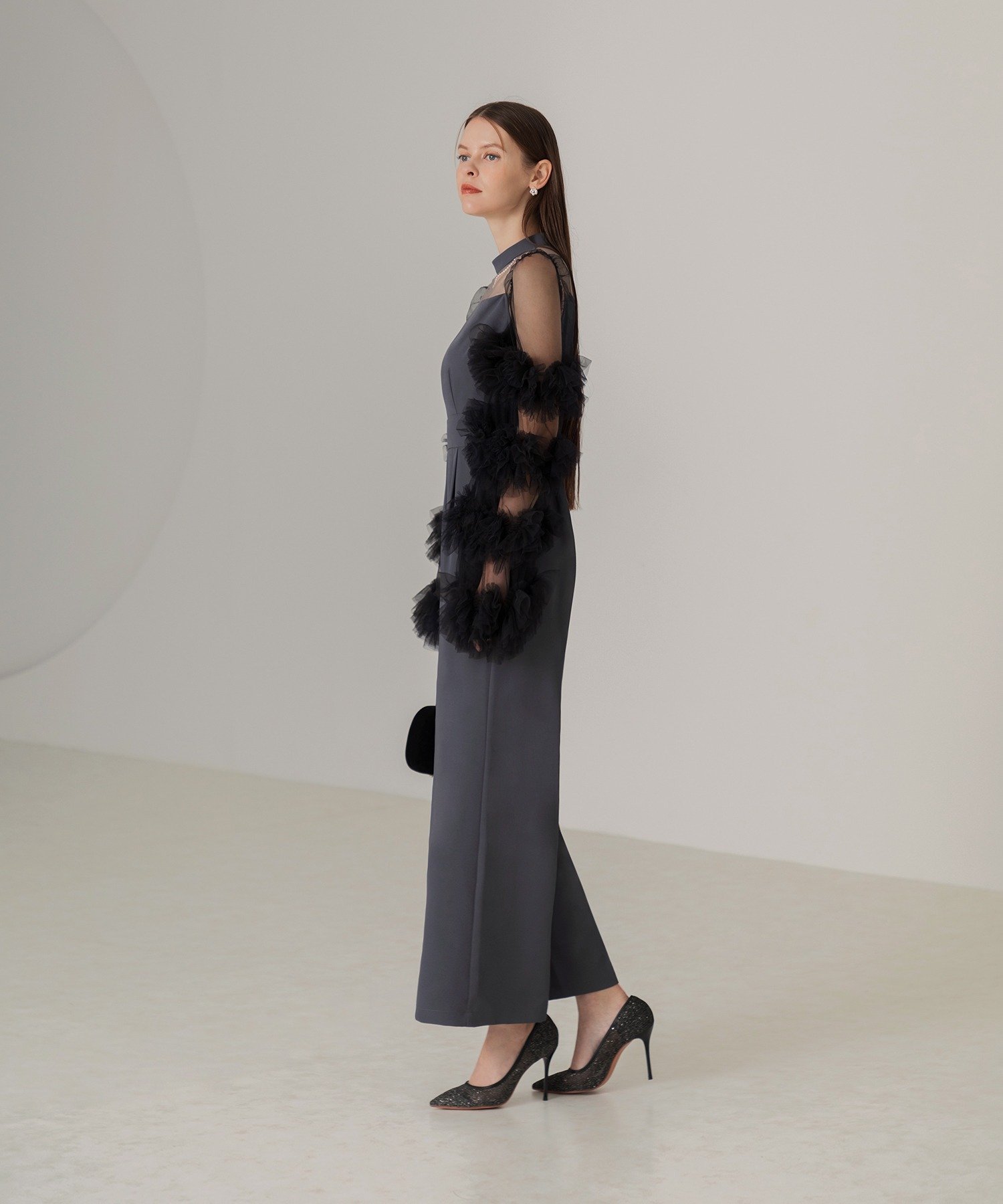 Leja｜LEJA-ボリュームチュールスリーブオールインワンパンツドレス