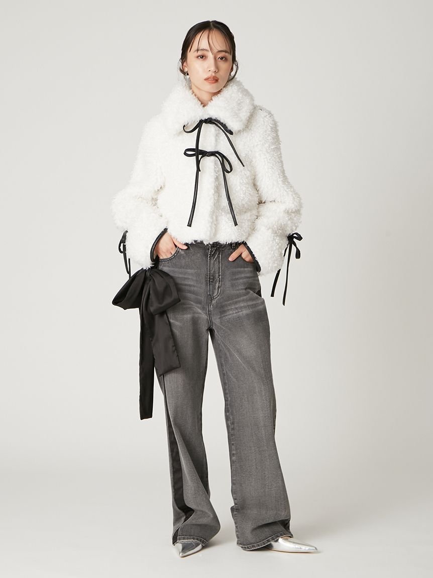 FRAY I.D｜【00サイズ】リボンモチーフストレートワイドデニム