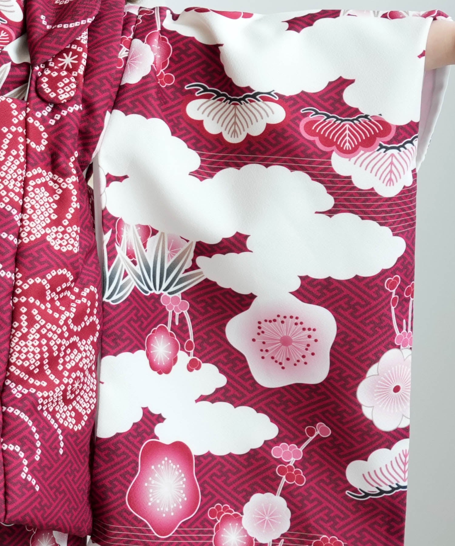 utatane｜ひよこ商店 七五三 着物 3歳 女の子 被布セット えんじの絞り