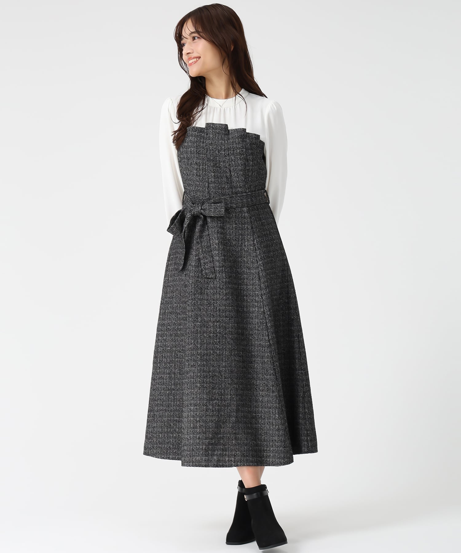 MISCH MASCH｜MM547421 ビスチェ風ツイードドッキングワンピース