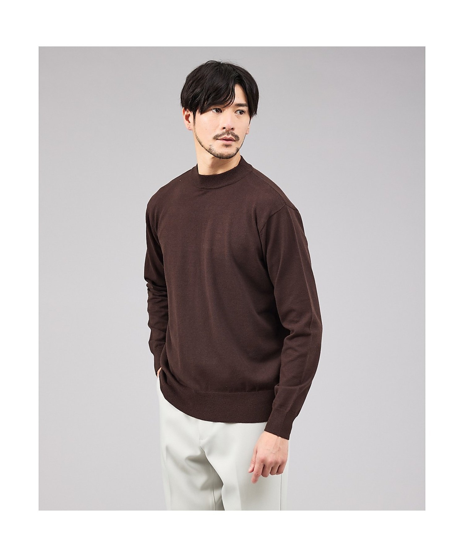 ABAHOUSE｜【カシミヤタッチ】ハイゲージ モックネック ニット