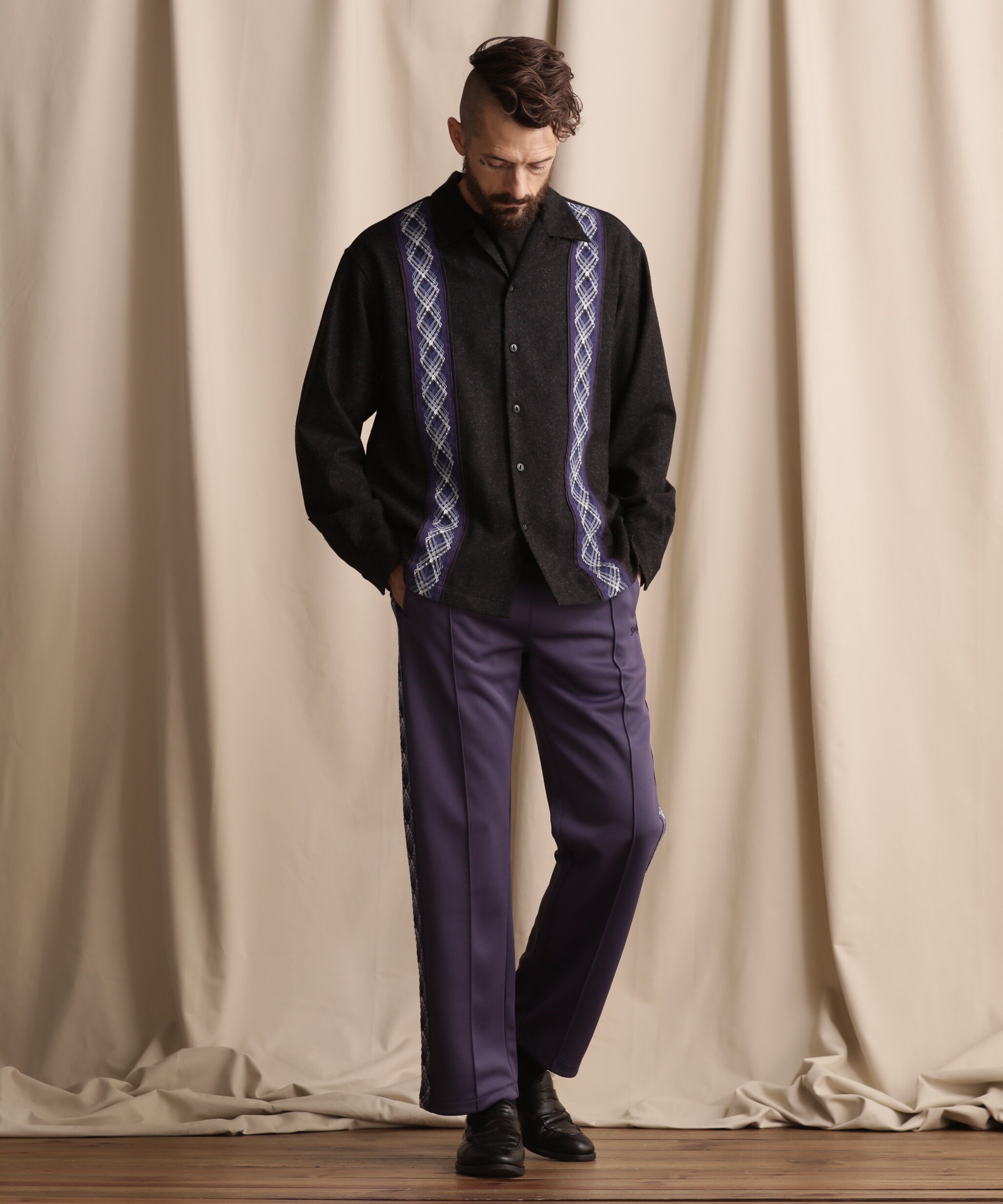 Schott｜LINE 2TONE L/S WOOL SHIRT/ライン2トーン ウールシャツ