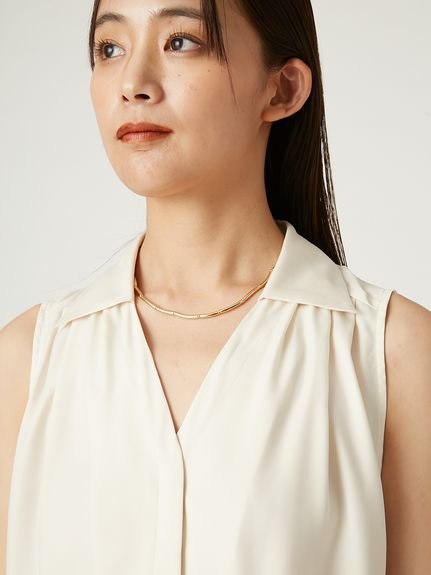 FRAY I.D｜ウォッシャブルクールサテンノースリブラウス