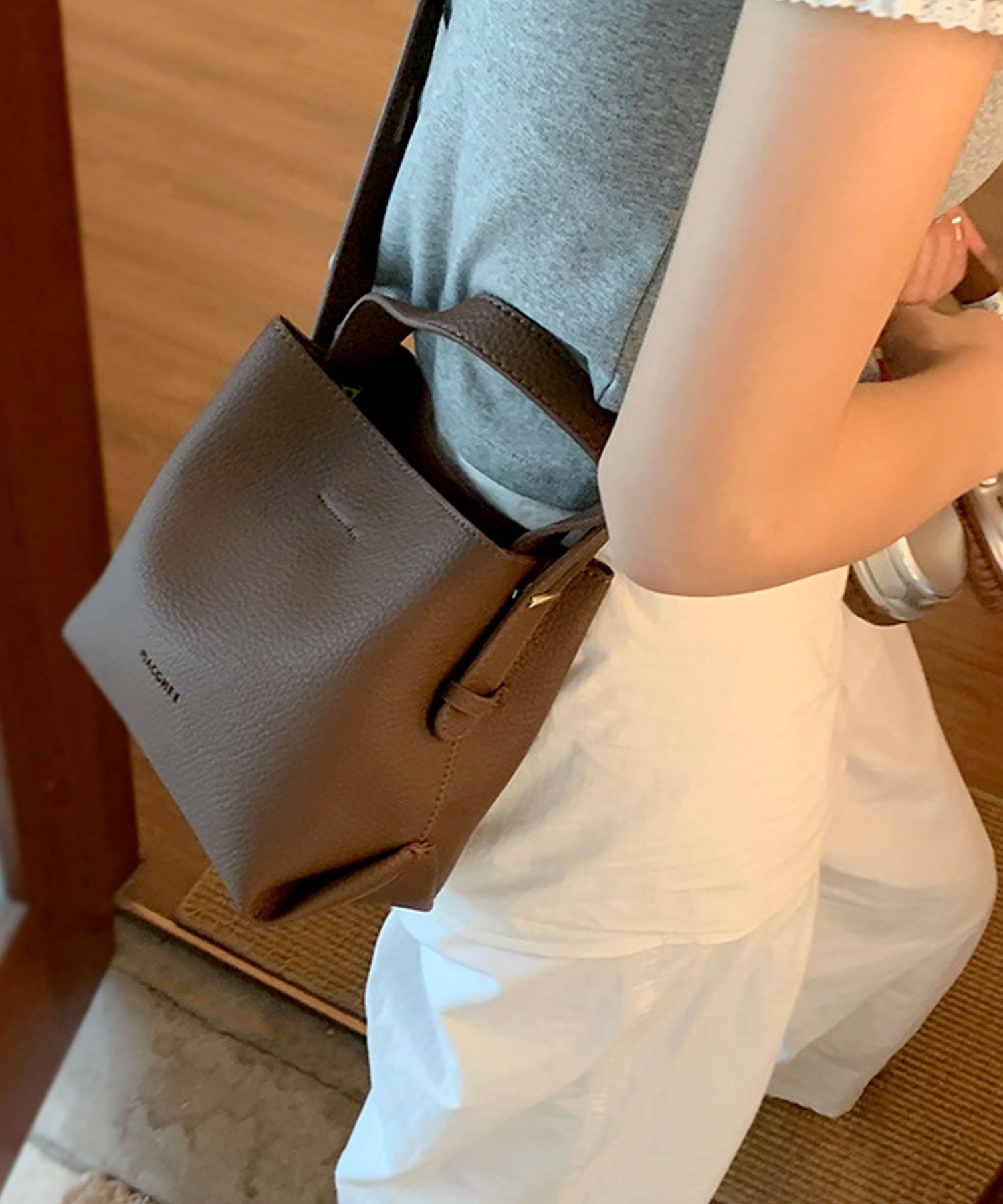 florist｜仕切りポケット付/2WAY?PUレザータッチワンハンドル