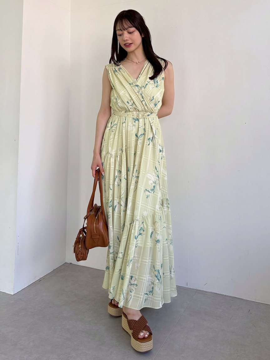 FRAY I.D｜フラワープリントカシュクールワンピース/接触冷感