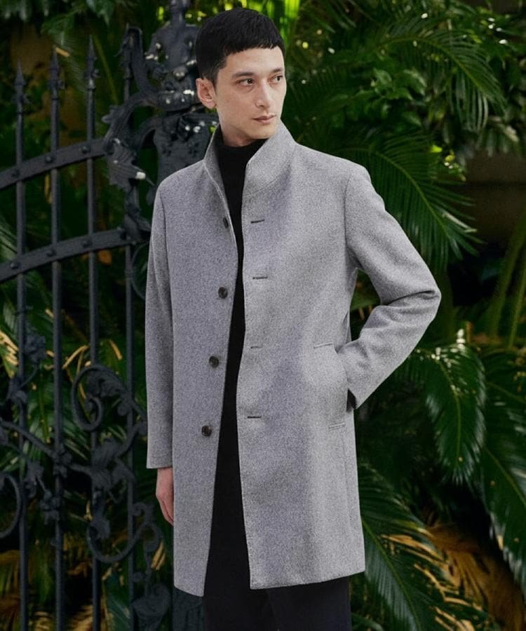 TAKEO KIKUCHI｜【ウールカシミヤブレンド】ビーバー調 スタンドカラー