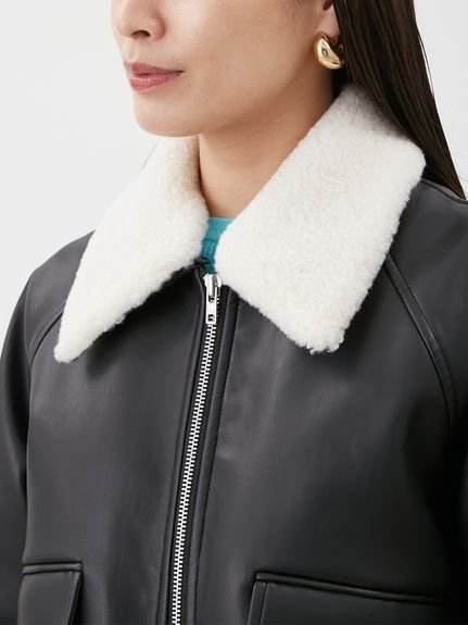 Mila Owen｜ステンカラーフェイクレザーブルゾン | Rakuten Fashion