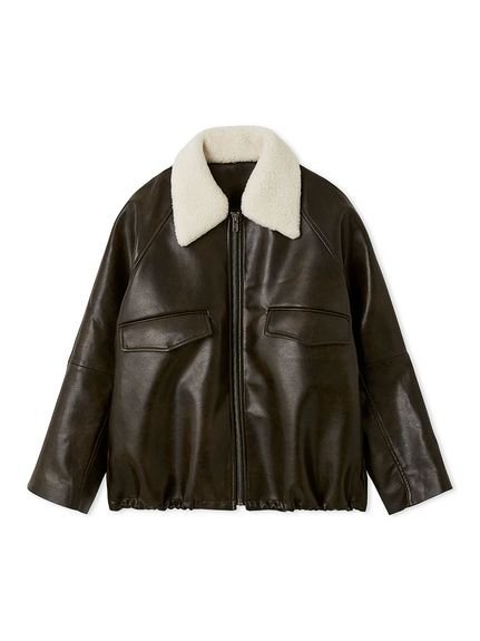 Mila Owen｜ステンカラーフェイクレザーブルゾン | Rakuten Fashion