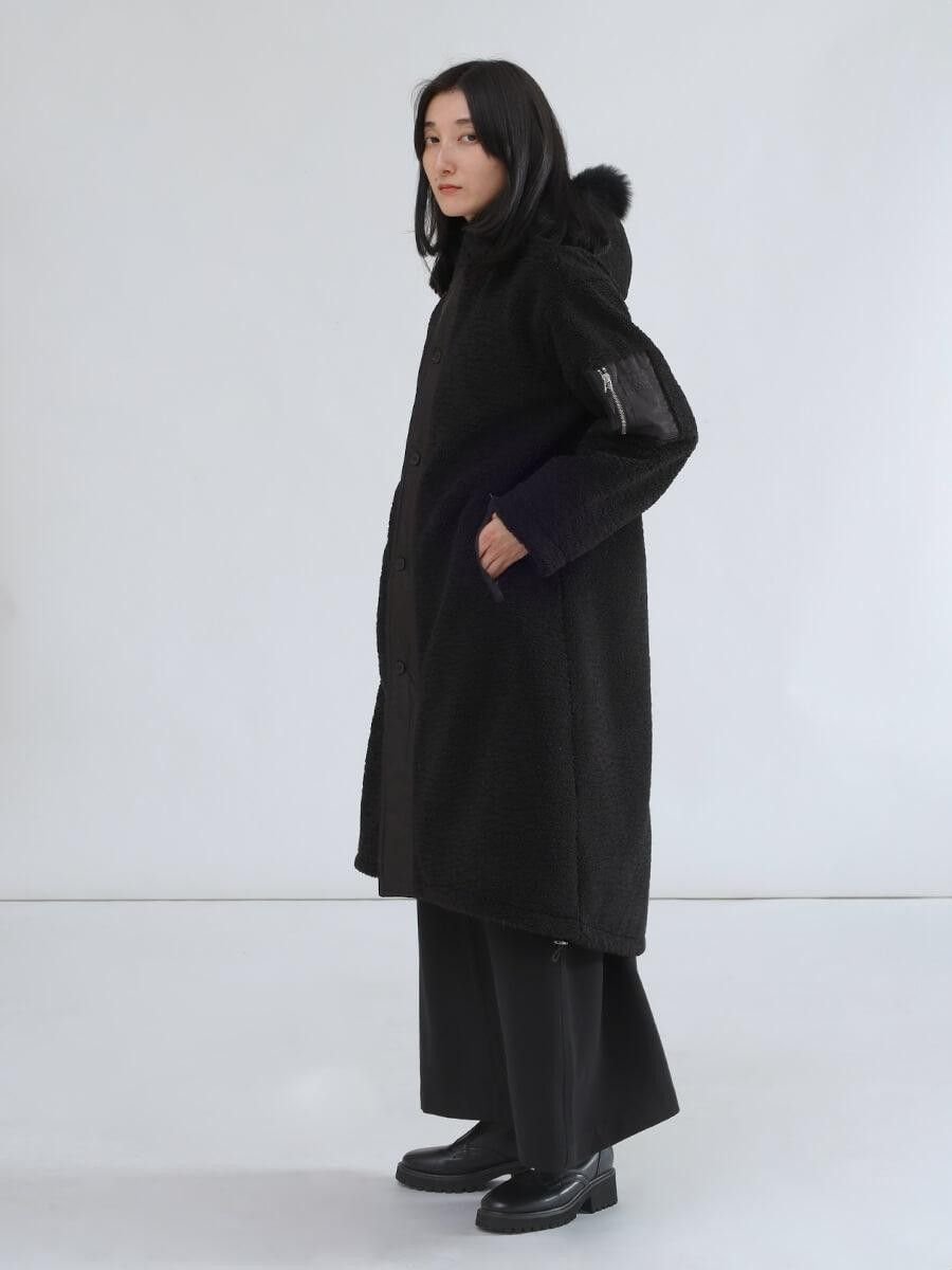LASUD｜ファーフーデッドボアコート | Rakuten Fashion(楽天